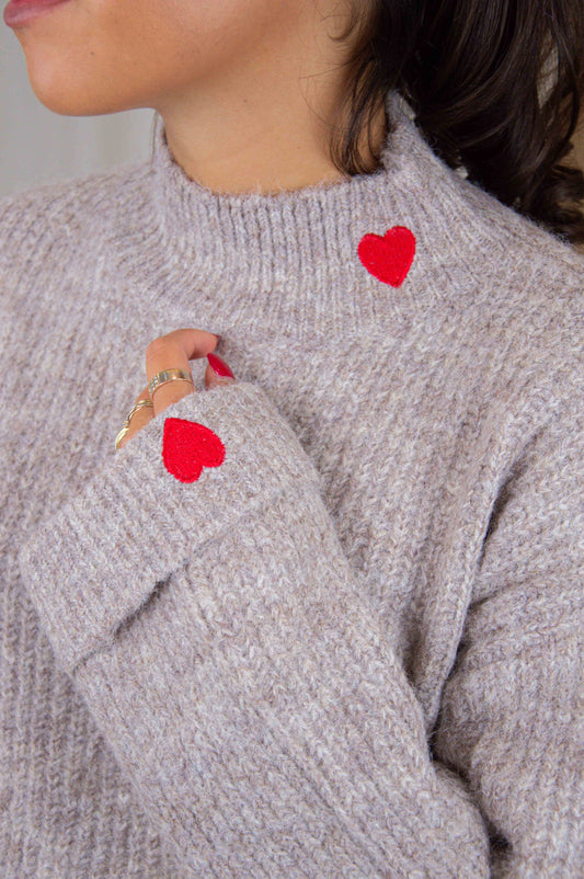 Copenhagen Heart Knit Taupe
